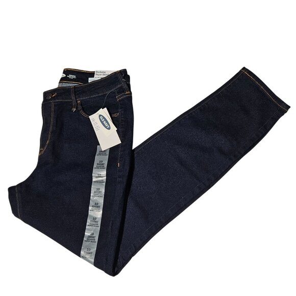 Old Navy Rockstar Skinny Mid Rise Jeans Womens Size 10 Short Dark Wash Denim - Picture 1 of 9